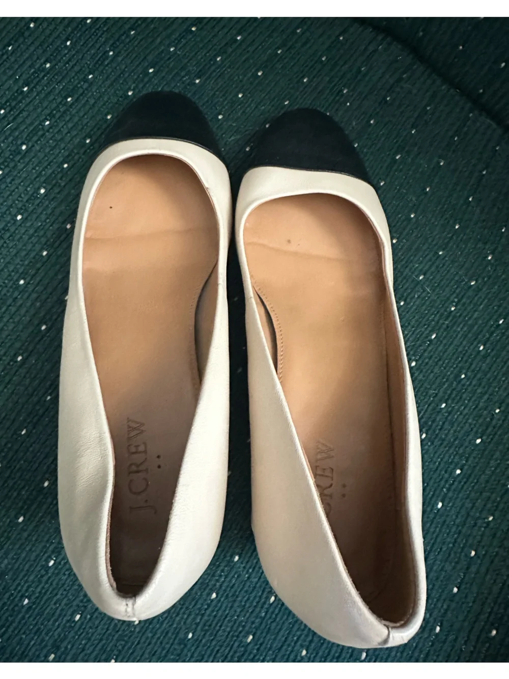 J. Crew Two-Tone Leather Heels in Cream and Black